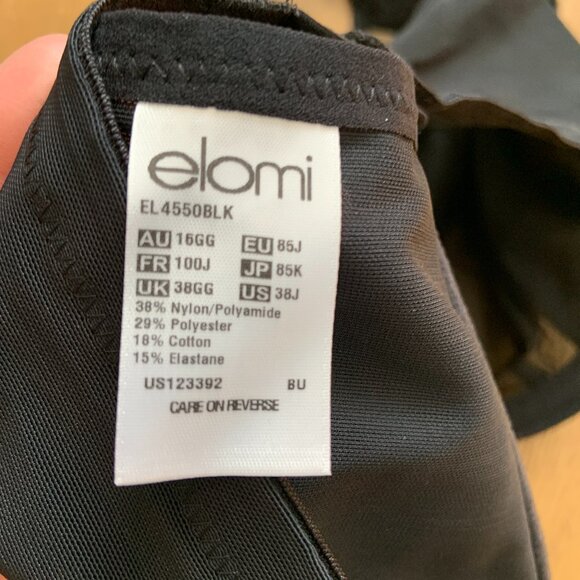 Women's Elomi Priya Plunge Bra Sexy Black Size 38J - Picture 11 of 11